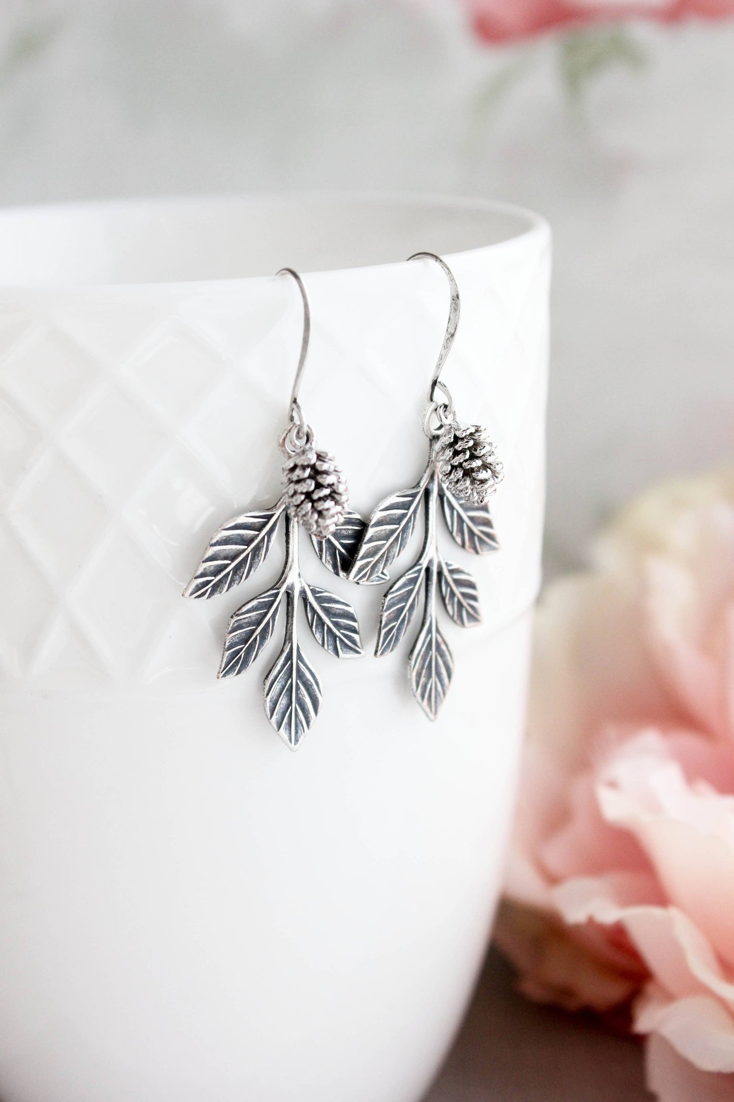 A Pocket of Posies - Branch Earrings | Pine Cone Earrings | Silver Earrings