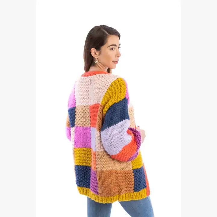 SAACHI - Rainbow Knitted Cardigan: Multi
