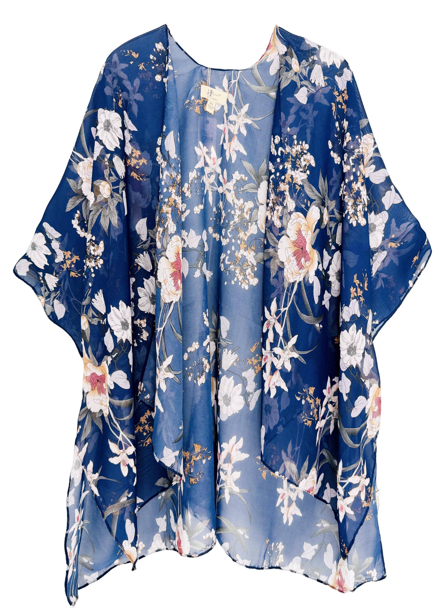 JC Sunny Fashion - 4 Colors--JC071231 Short Style Floral Kimono: Red