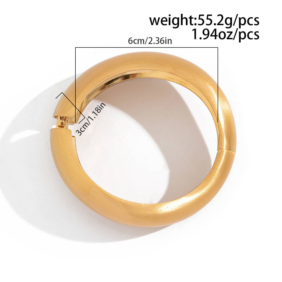 Dipped Shop - Minimalist Matte Wide Irregular Bangle Bracelet DP25D713: Gold / 02