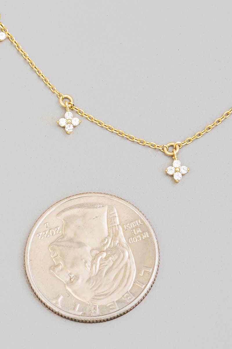 The Looks by Fame Accessories - Pave Clover Charms Chain Necklace: G