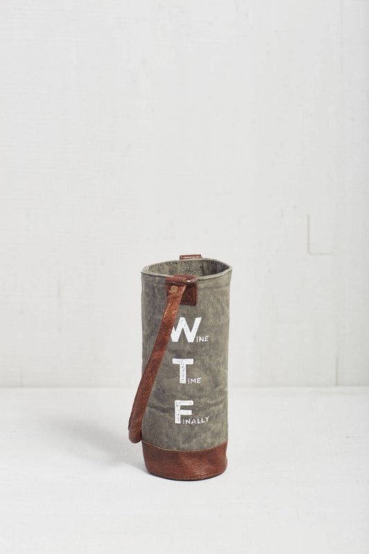 Mona B. - Wine Time Up-Cycled Canvas Wine Bag, M-4140