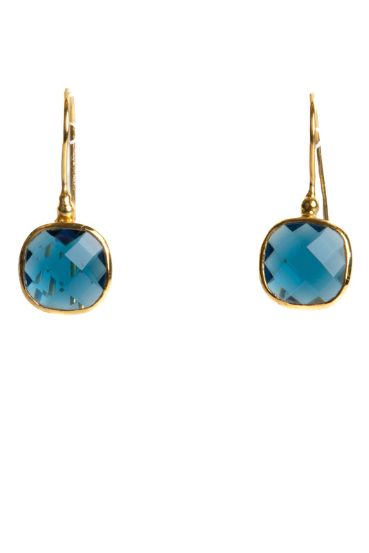 SAACHI - Cushion Cut Gemstone Earrings: Aqua Blue