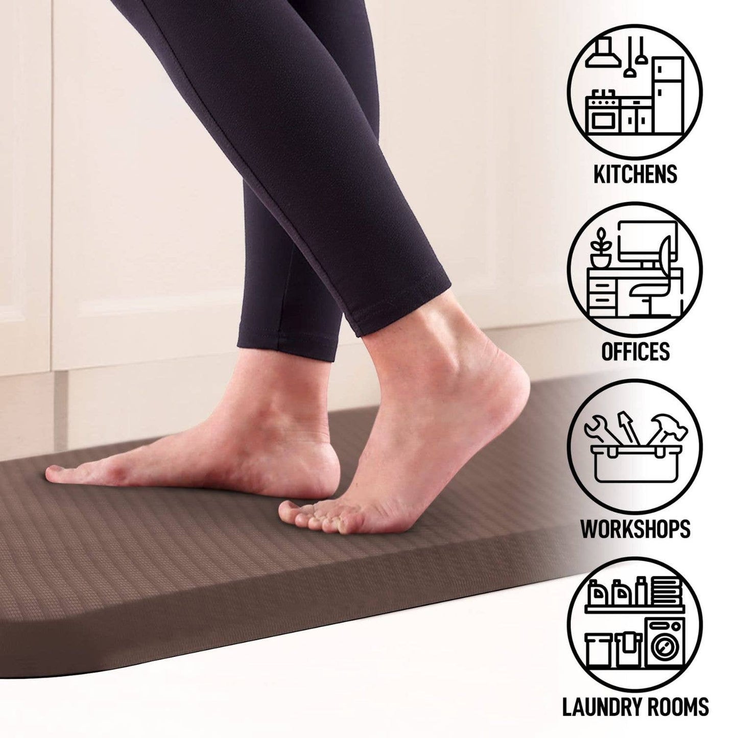 Zulay Kitchen - Anti Fatigue Mat - Thick Non Slip Foam (24X70): Brown