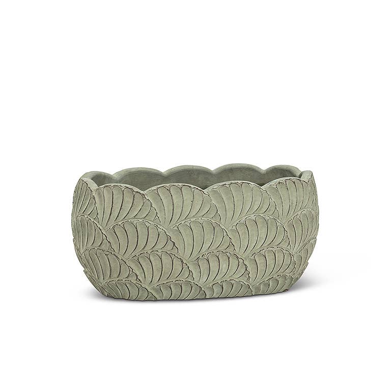 Abbott - Sm Oval Scallop Planter-Grn-5x8" L