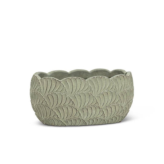Abbott - Sm Oval Scallop Planter-Grn-5x8" L
