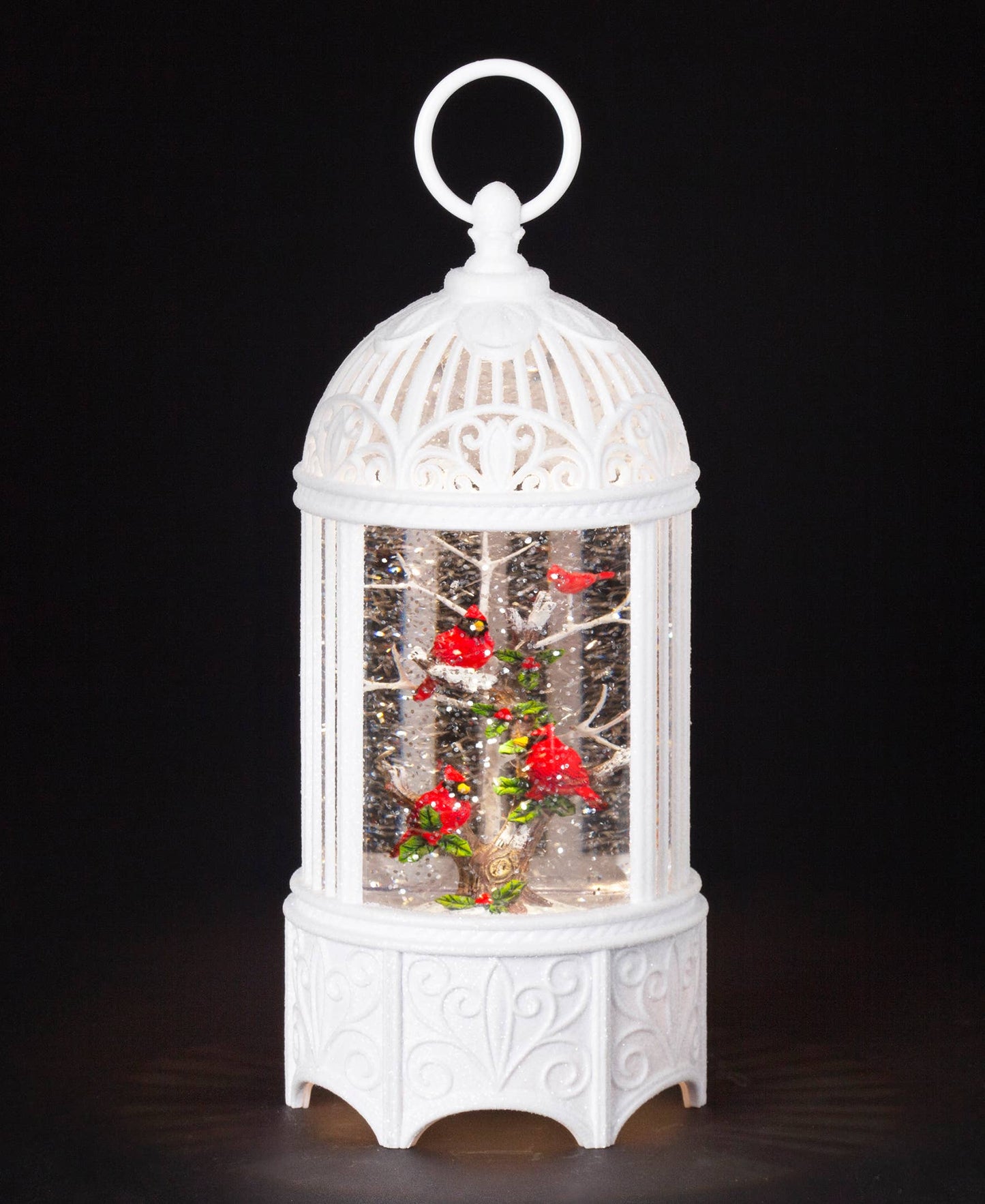 Roman - Lighted Swirl Birdcage Cardinals on Branch