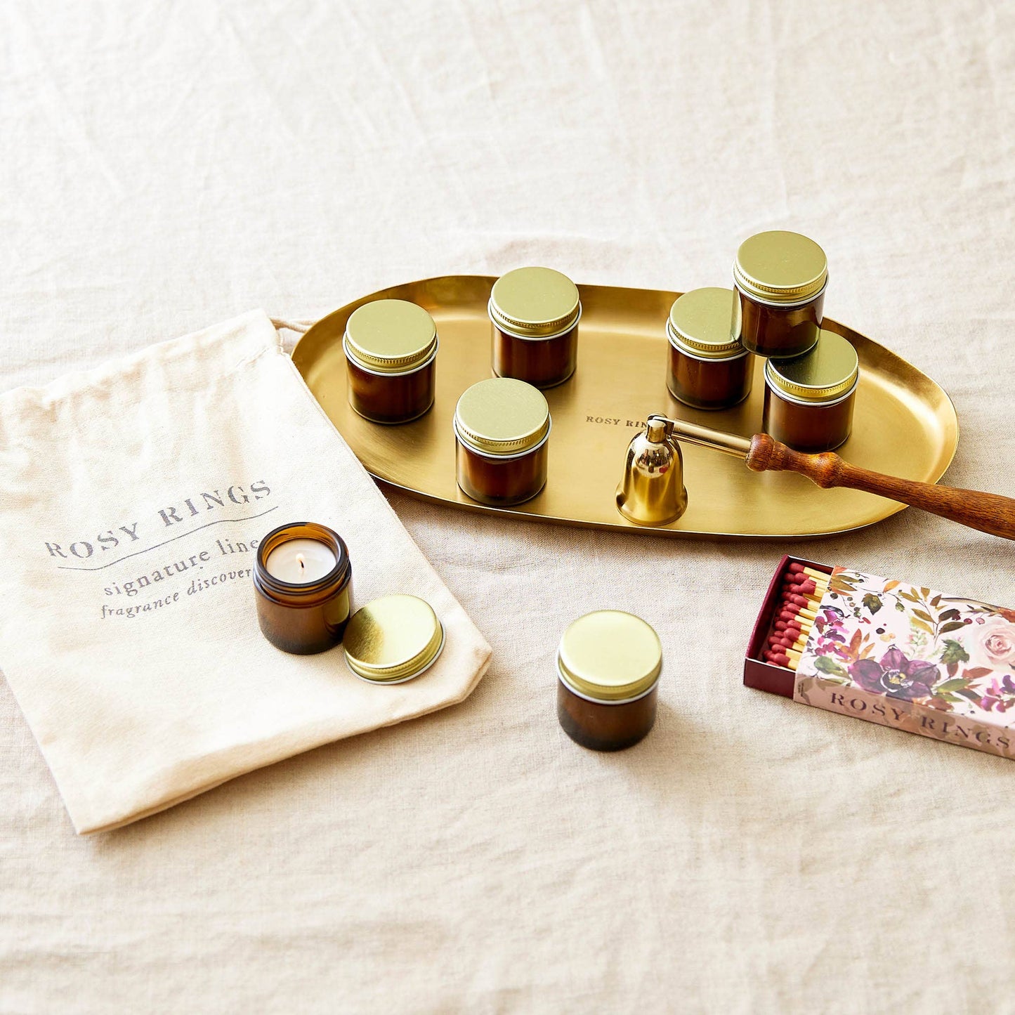 Rosy Rings - Brick Oval Gold Candle Plate