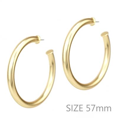 What's Hot - Satin Gold 2.25" Stud Hoop Earring
