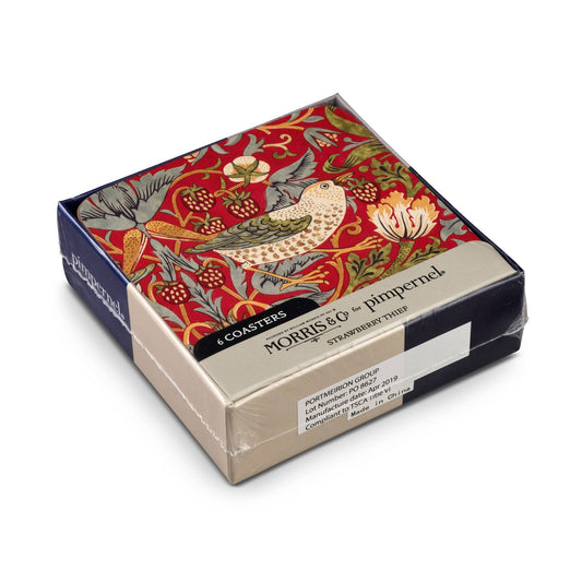 Portmeirion, Spode, Pimpernel, Nachtmann, Wrendale Designs - William Morris Strawberry Thief Coasters Set of 6 - Red: MDF, Cork Backed / Strawberry Thief Red
