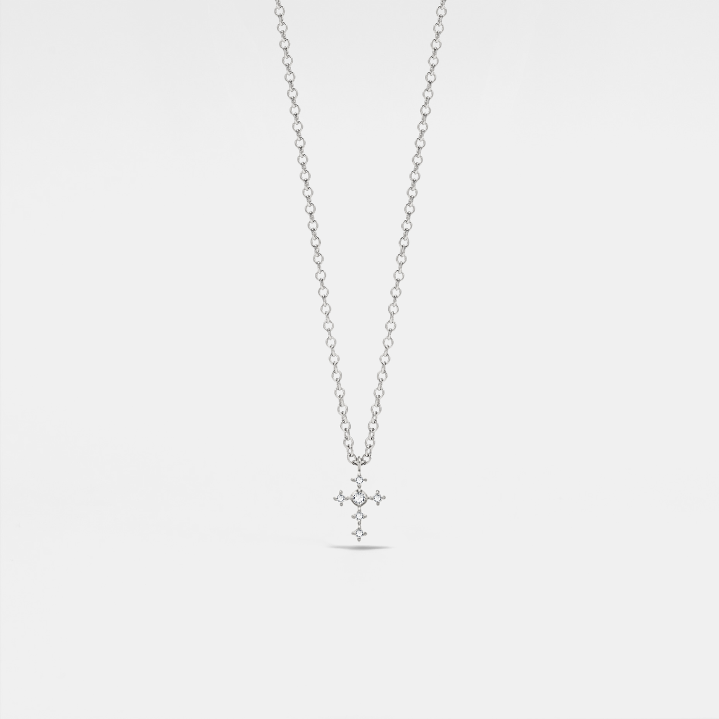 Perimade & Co. LLC - Dainty Gold Cross Pendant Necklace in 925 Sterling Silver: Silver