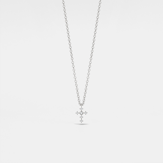 Perimade & Co. LLC - Dainty Gold Cross Pendant Necklace in 925 Sterling Silver: Silver