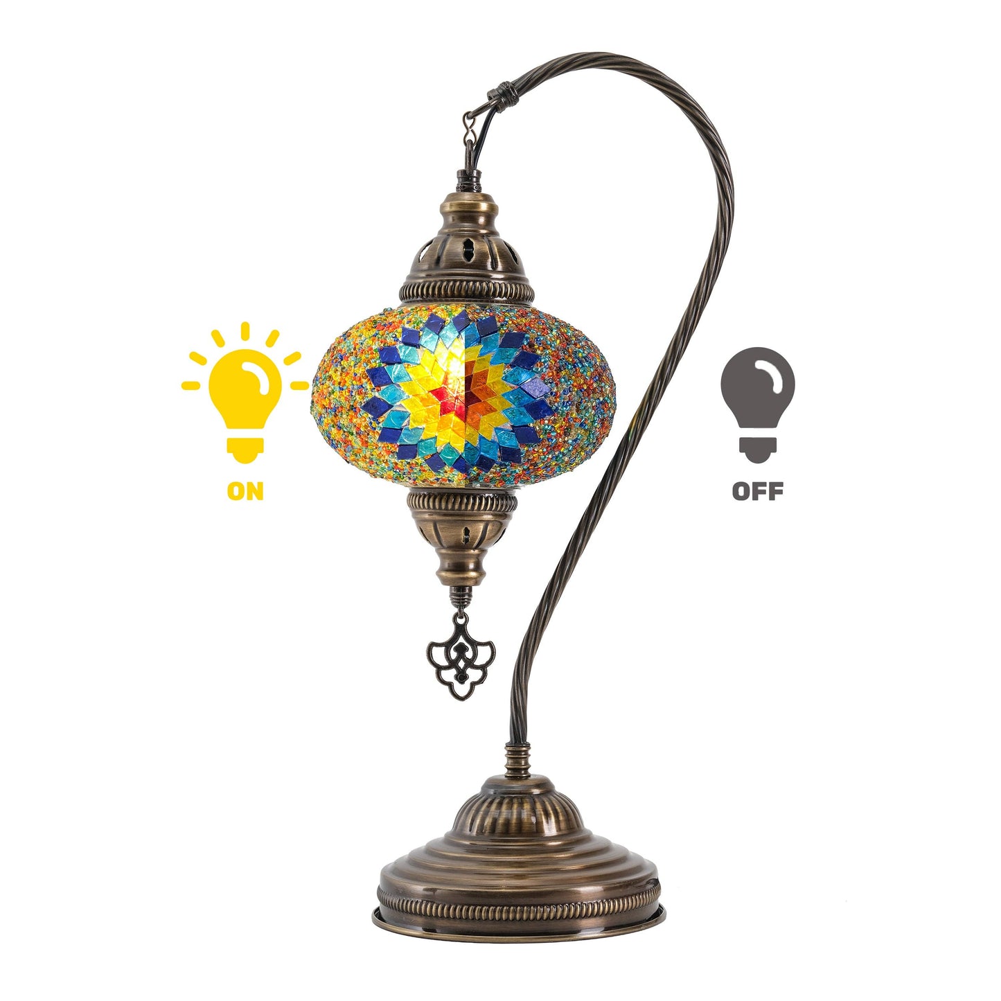 Mozaist LLC - Mozaist Handmade Turkish Mosaic Swan Table Lamp Rainbow