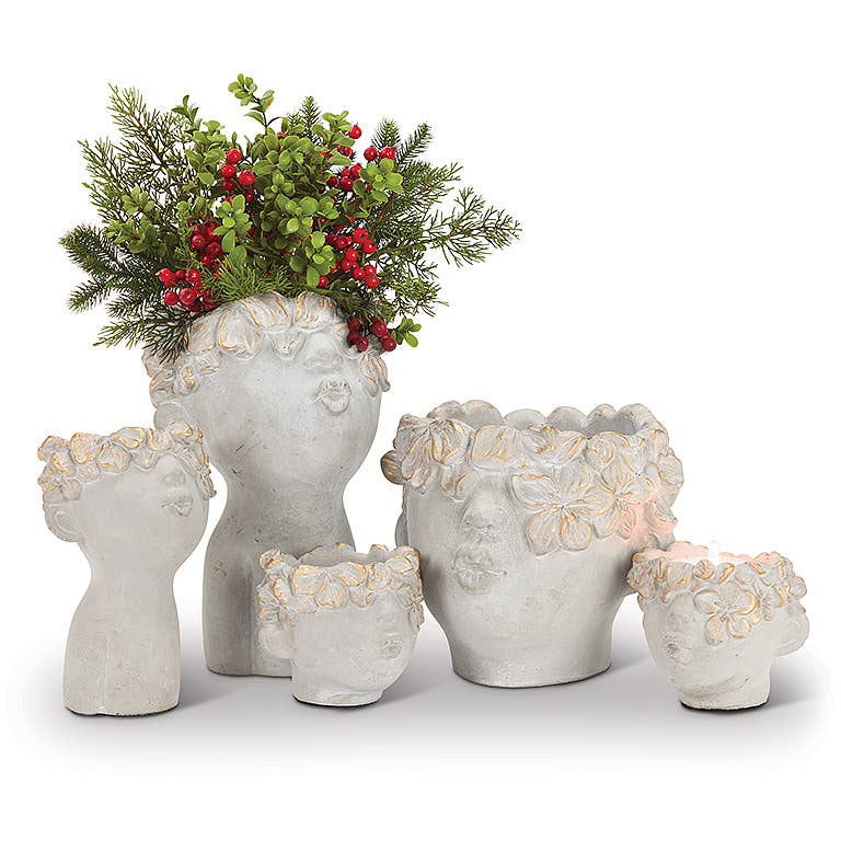 Abbott - Sm Kissing Face Planter w/Gold-7.5" H