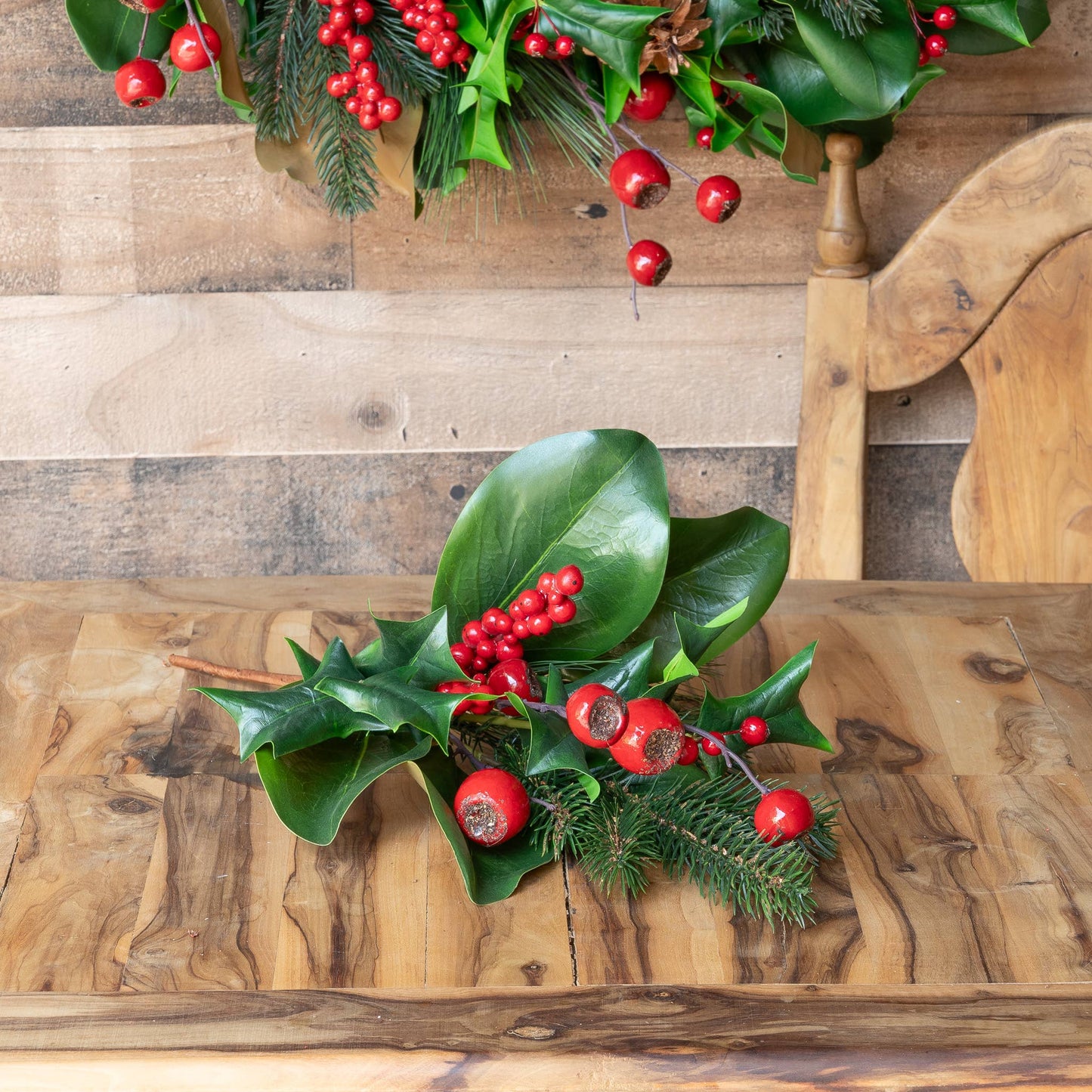 Mills Floral Company - Magnolia & Red Berry Pick - 17 Inch