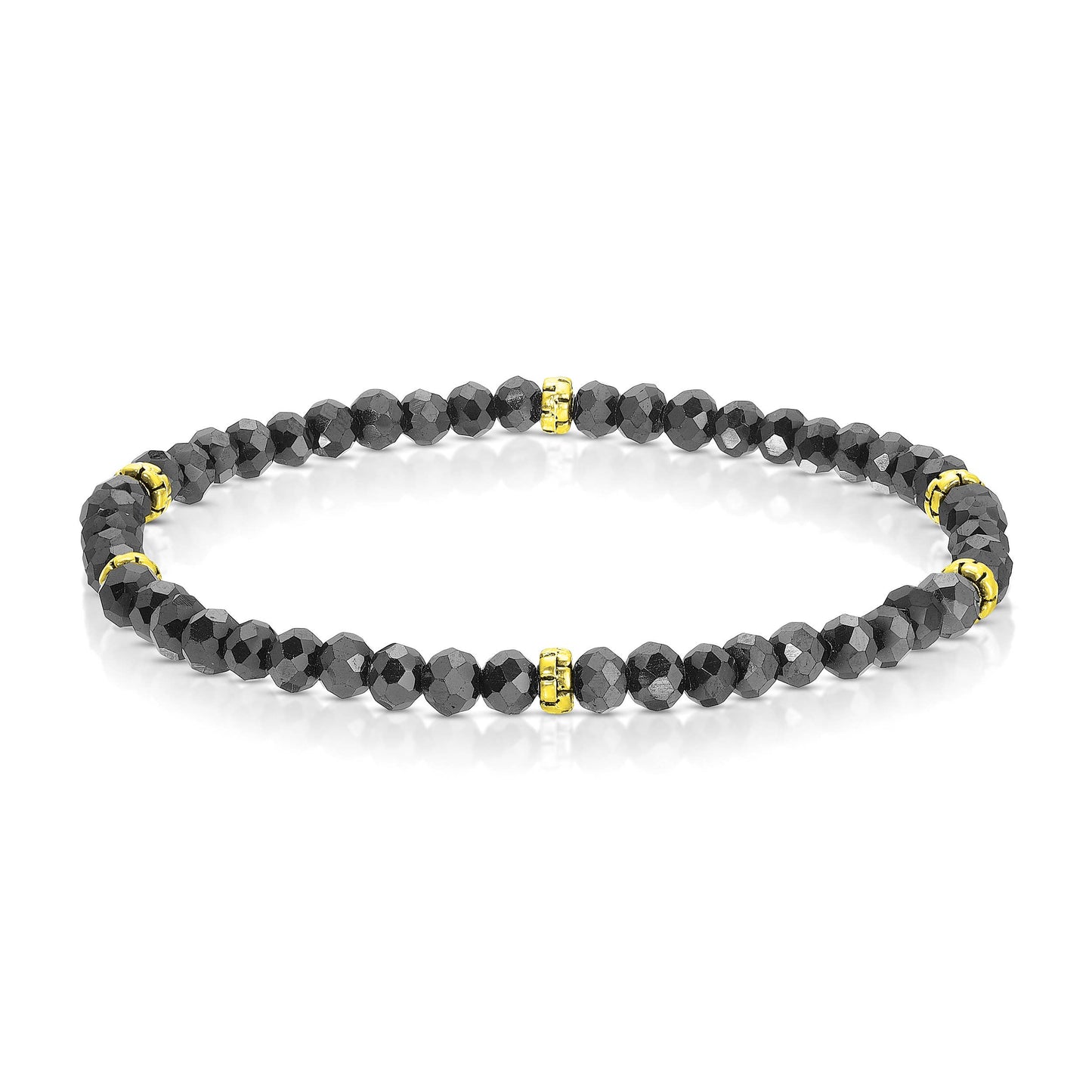 My Fun Colors - Mini Crystal Beaded Stretch Bracelet | So Many Great Colors!: Black+Gold Accent (MC101G)