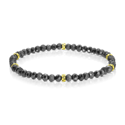 My Fun Colors - Mini Crystal Beaded Stretch Bracelet | So Many Great Colors!: Black+Gold Accent (MC101G)