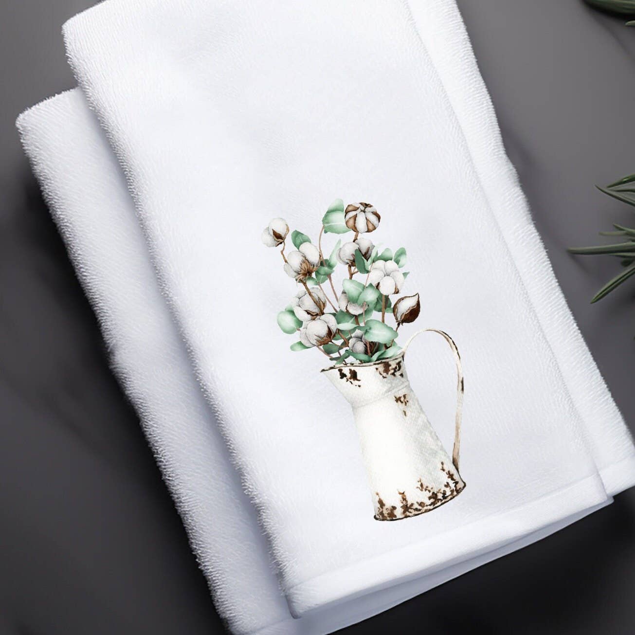 Fernville Creations - Eucalyptus & Cotton Fingertip Towels Elegant Bath Decor: Water Pitcher