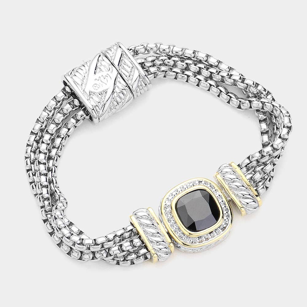 Sensibling Corp. - Square CZ Stone Magnetic Bracelet: Clear