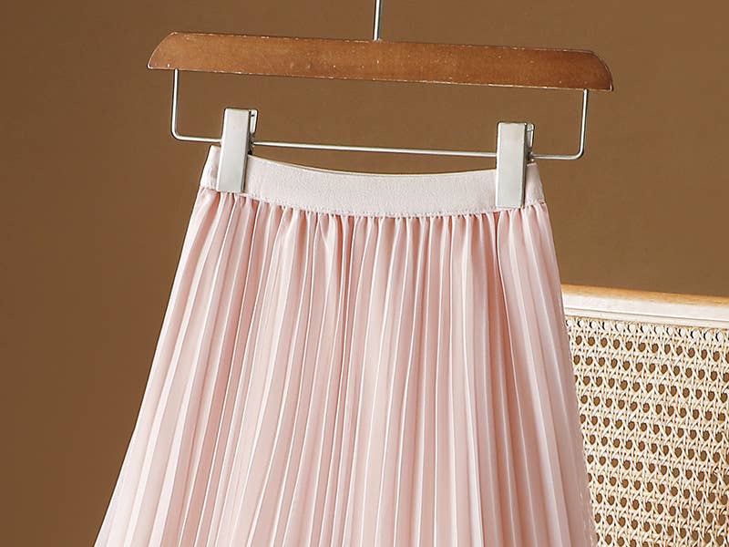 PEACH ACCESSORIES - Roses Flowers Pleated Midi Skirt SK204: Blue