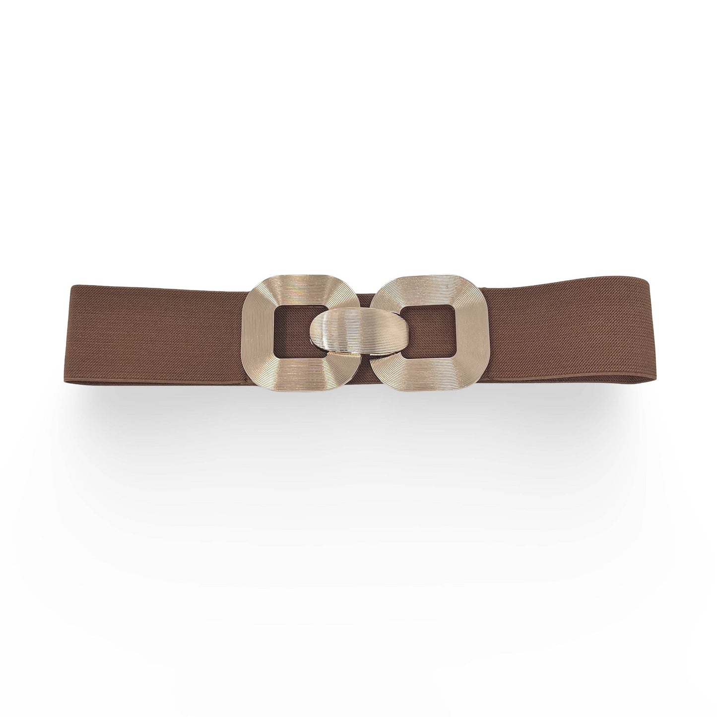 German Fuentes Handbags - CINT-20 METAL BUCKLE STRETCH BELT: CHOCOLAT