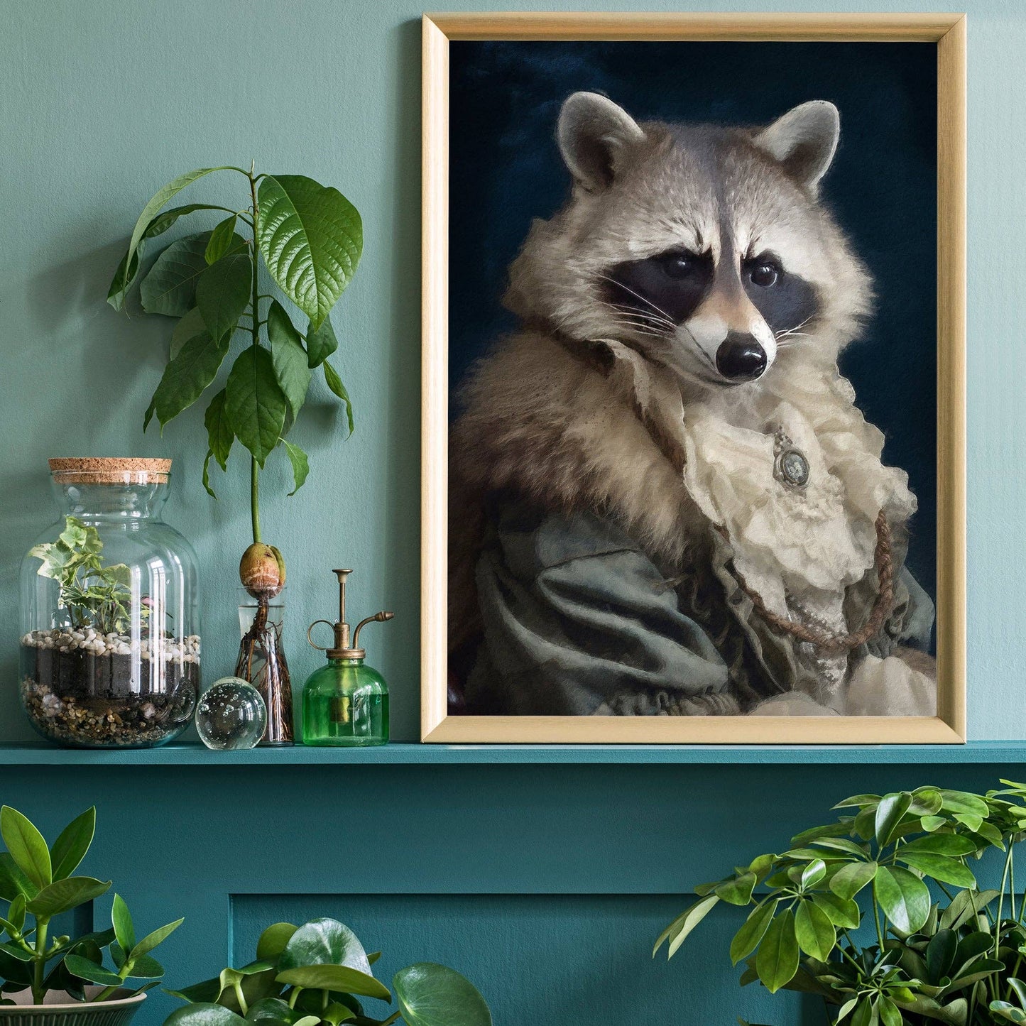 Ink & Drop - Raccoon Animal Portrait Print: 11 ¾ x 15 ¾ in | 30x40 cm / Matte