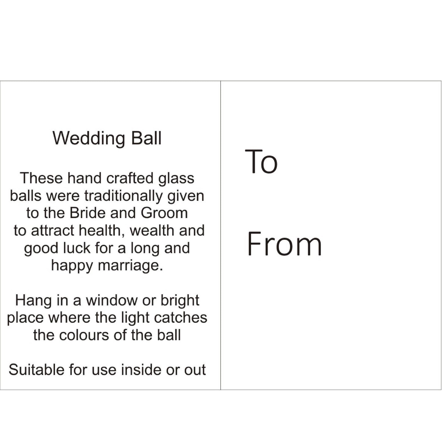 Sienna Glass - 10cm Friendship Ball - Wedding - White