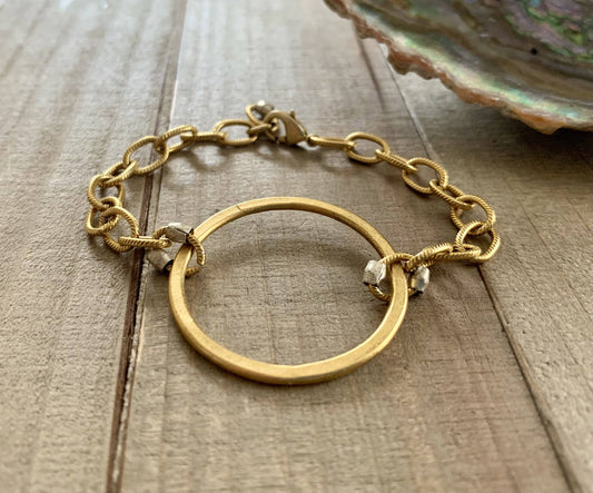 Nellie Pratt Artisan Jewelry - Good Genes- chain statement bracelet: Gold chain with gold circle