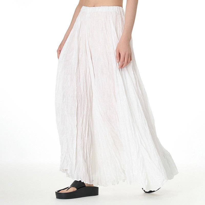UZ Wholesale Store - Solid Color Draped Ruched Skirt: BLACK / FREE SIZE