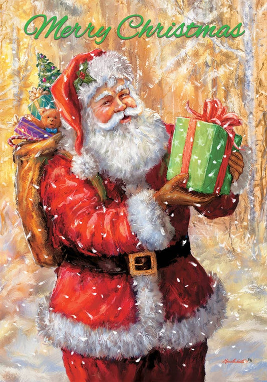 Custom Decor - Santa On Gold-FM - 12” x 18”