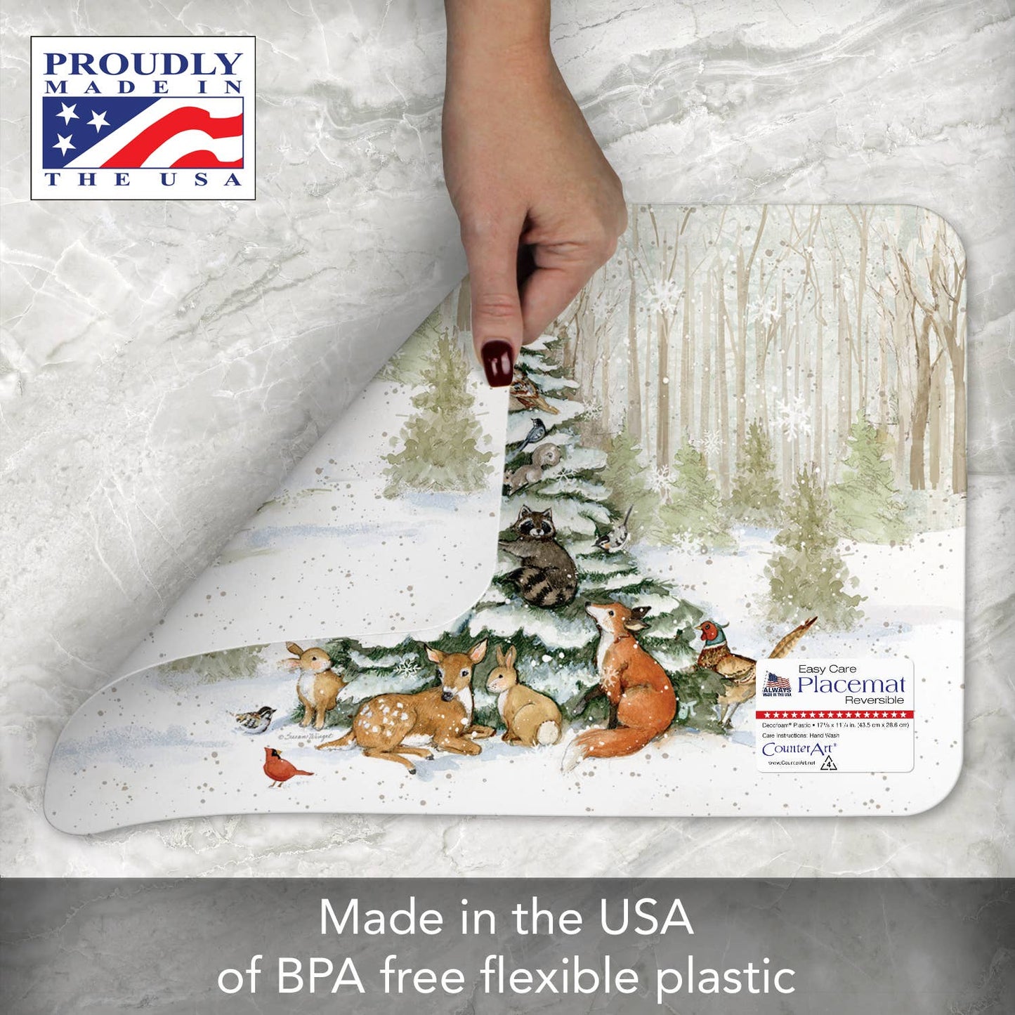 CounterArt/Highland Home/Thirstystone - Winter Forest Reversible Rectangular Plastic Placemat