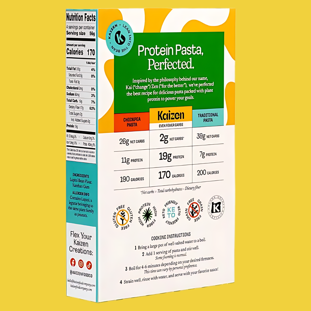 Kaizen Food Company - Ziti 2g Net Carb High Protein Pasta - Fewer Carbs, Keto