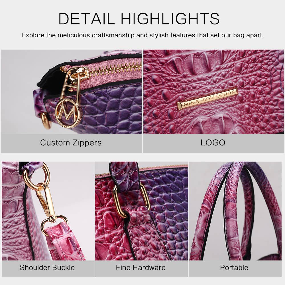 MKF Collection - Frankie Gradient Rainbow Faux Crocodile-Embossed with wallet: Turquoise