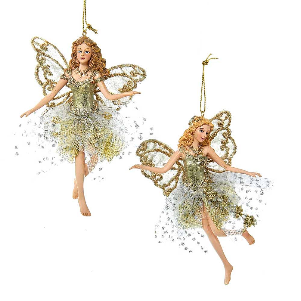 Kurt S. Adler, Inc. - 5"RESIN PLATINUM FAIRY ORNAMENT 2/ASSTD