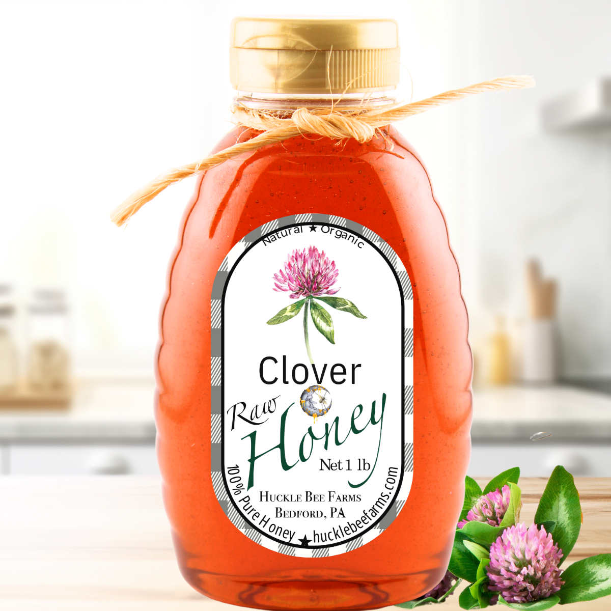 Huckle Bee Farms LLC - Raw Clover Honey: 1 lb Bottle
