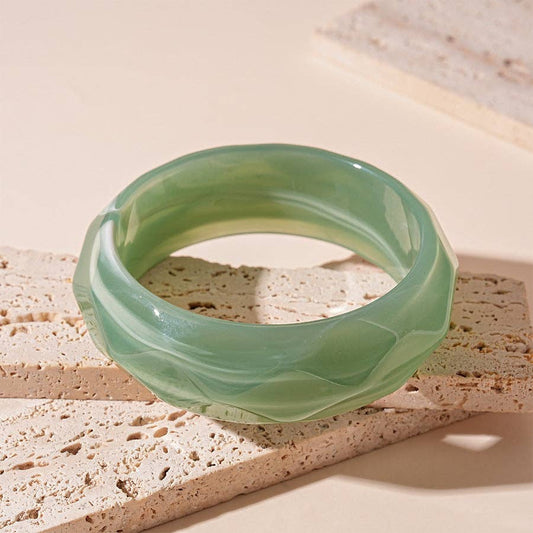 Dipped Shop - Vintage Striped Geometric Acrylic Bracelet DP25D619: Green