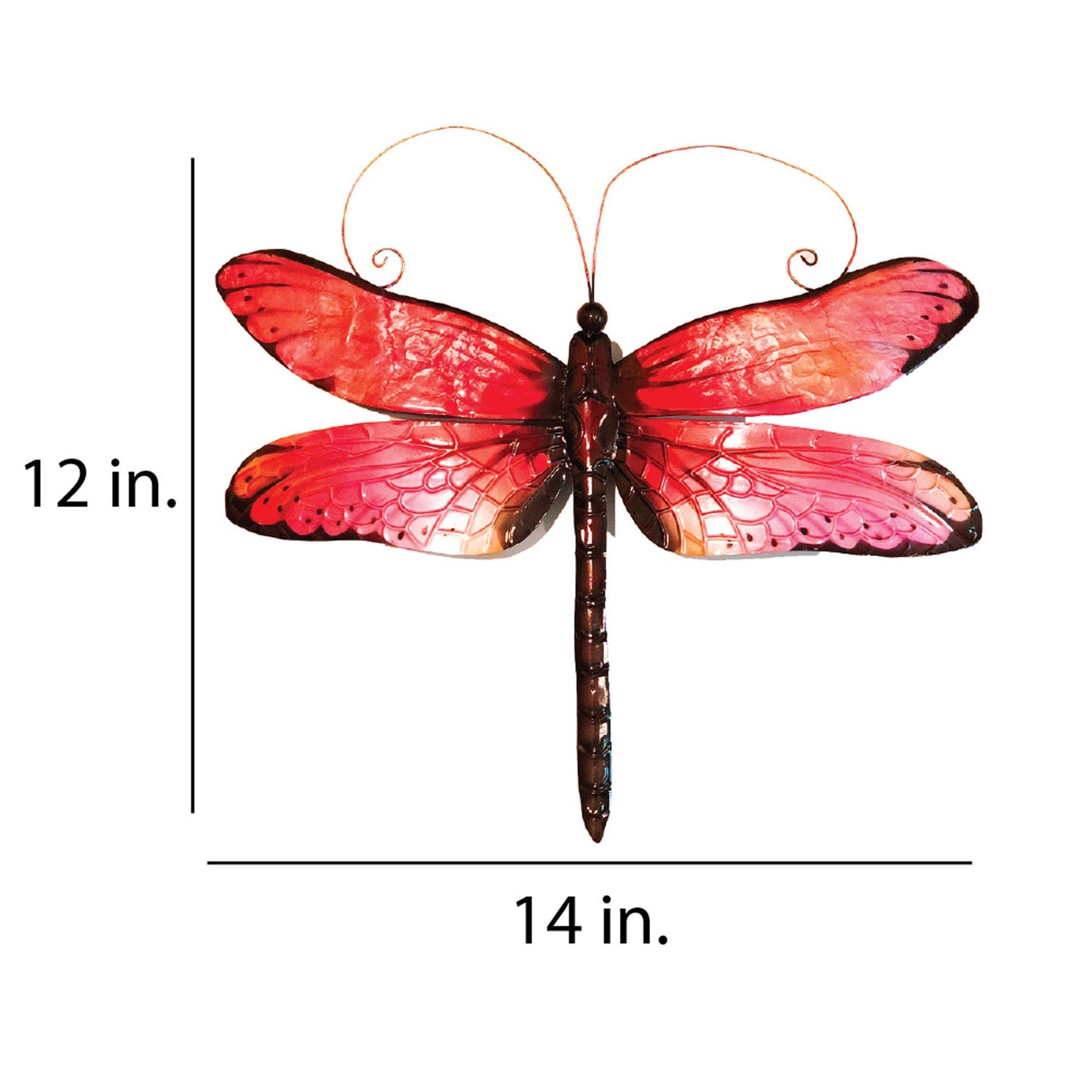 Eangee Home Design - Dragonfly Wall Decor Red And Black, w/ Capiz, Outdoor Safe