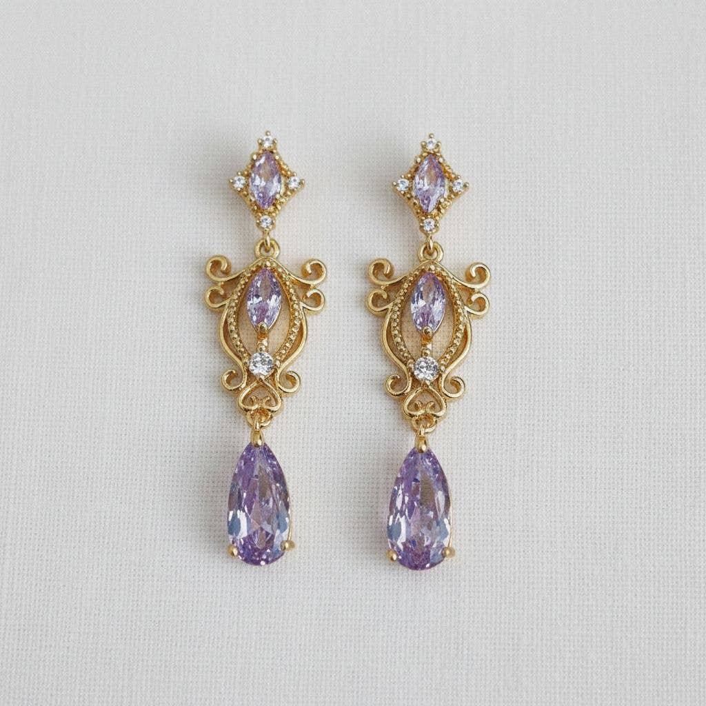 Ellemadera -  Palace Purple Zirconia Stud Earrings