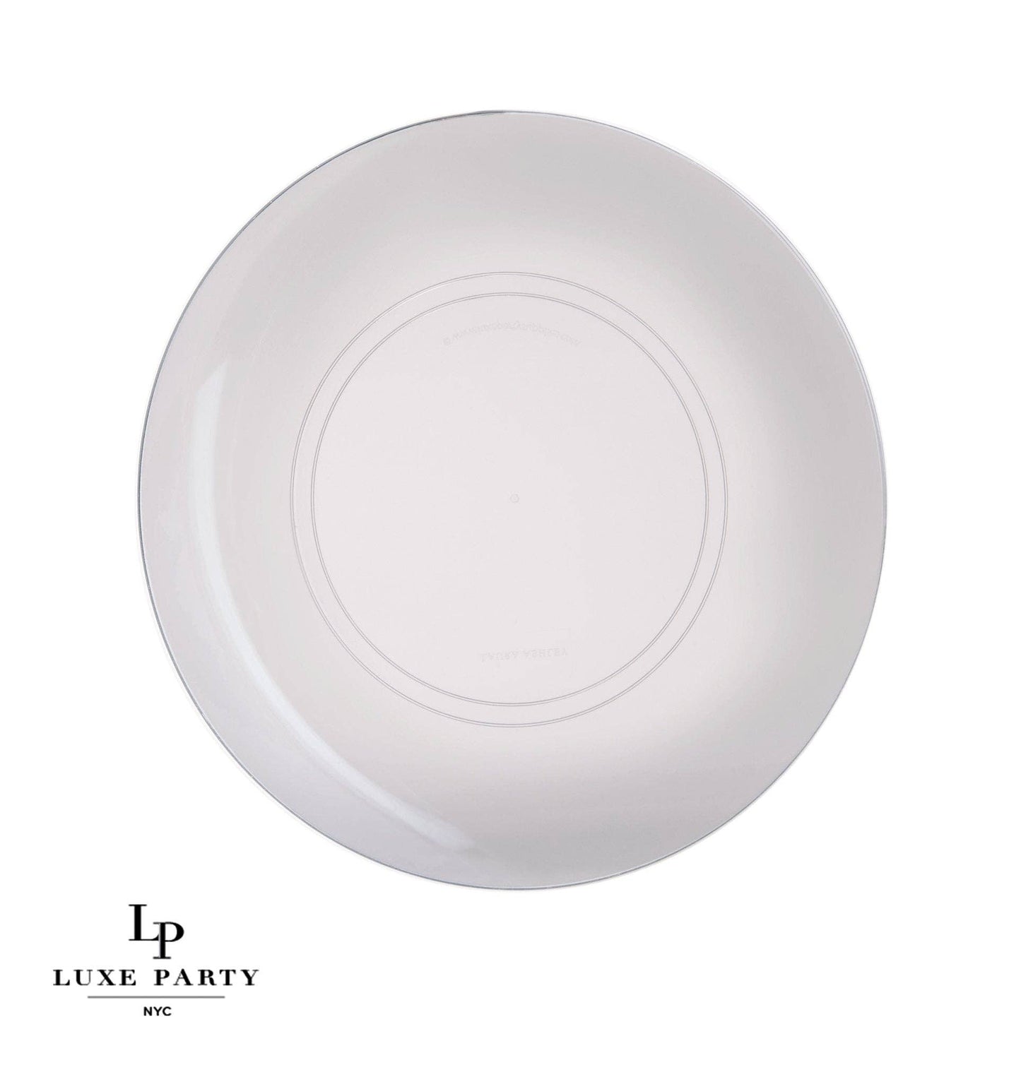 Luxe Party - Clear • Silver Round Plastic Plates | 10 Pack: 10 Plastic Plates / 7.25" Appetizer Plates