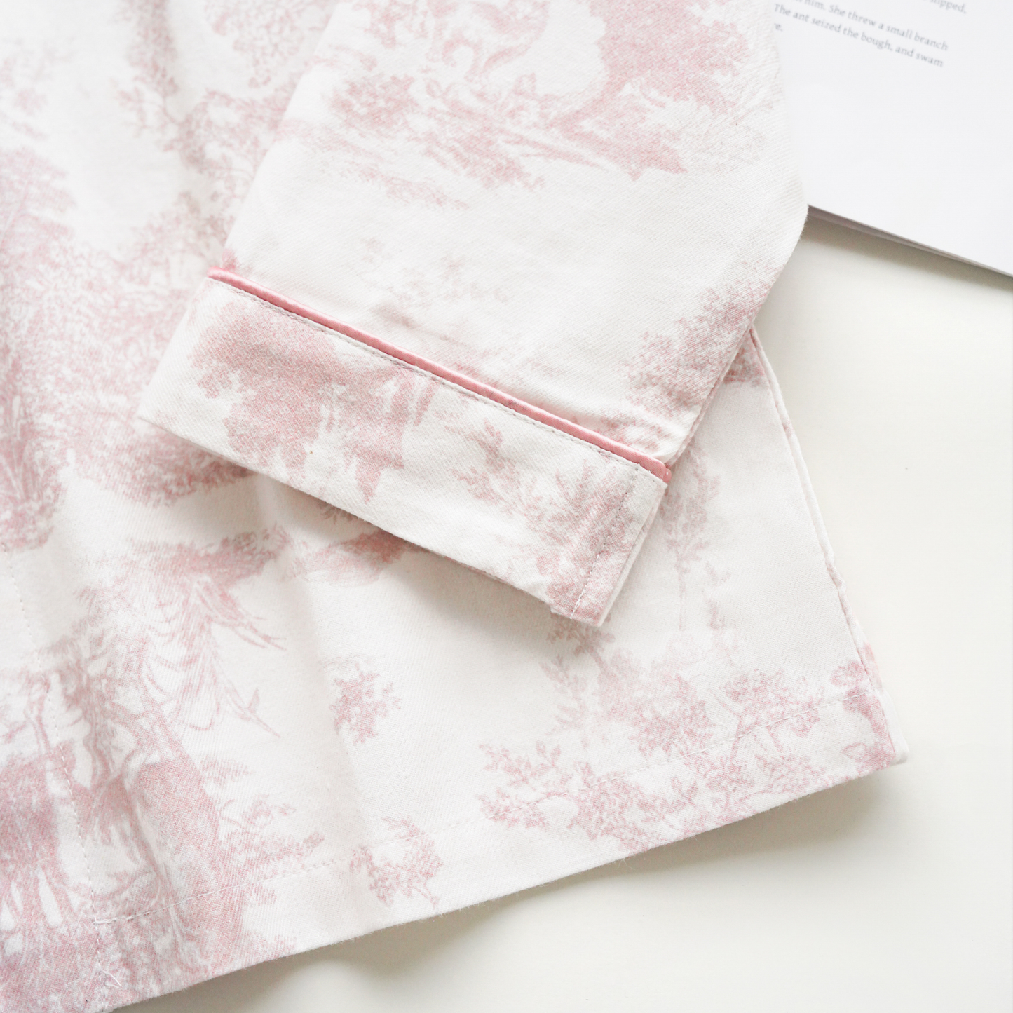 DrifWoo - Soft Pink Toile Print Loungewear – Spring Cozy Homewear: M
