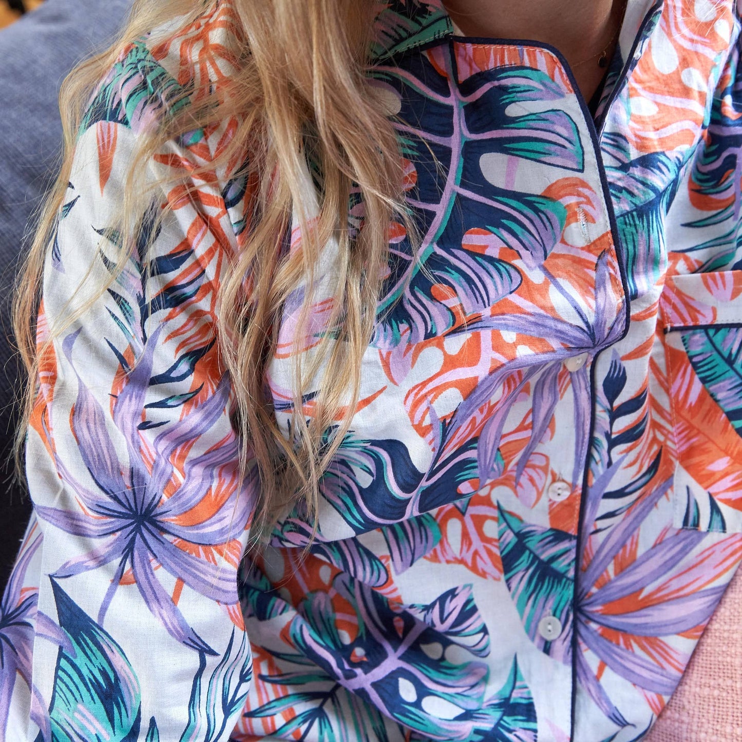 Linen Connections - Pyjamas/ Floral Pure Cotton P J Set, Pijamas Set: XL