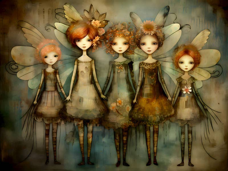 Mowbi - A Clique of Fairies Art Print – 8″x10″ Artwork – 11″x14″ Mat: 8x10