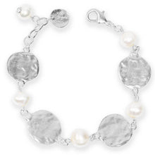 Load image into Gallery viewer, KARINE SULTAN - Alternating Textured Coin &amp; Pearl Layer Bracelet: Gold