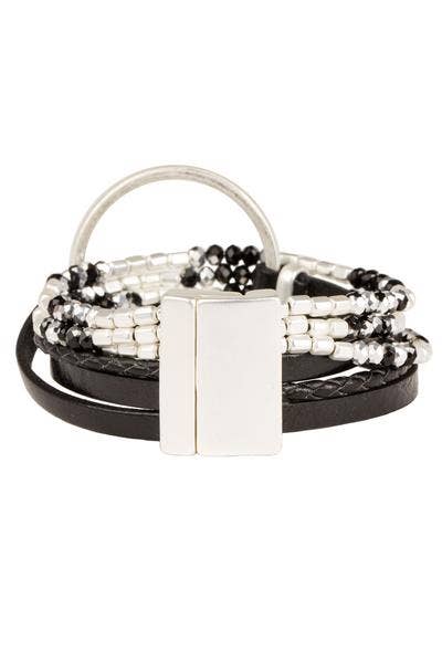 SAACHI - Metallic Go with the Flow Taupe Beaded Bracelet: Taupe