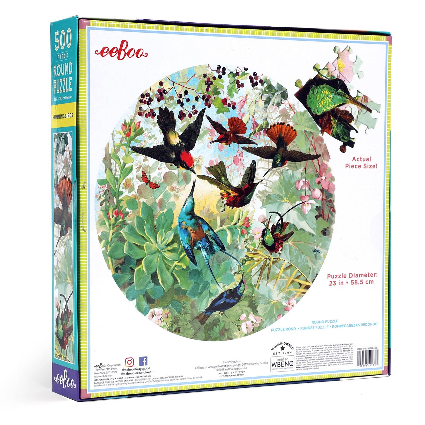 eeBoo - Hummingbirds 500 Piece Round Puzzle