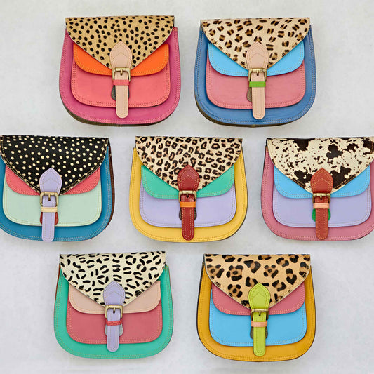 The Paper High Gift Company Limited - Recycled Leather Multicoloured Crossbody Bag - Handmade