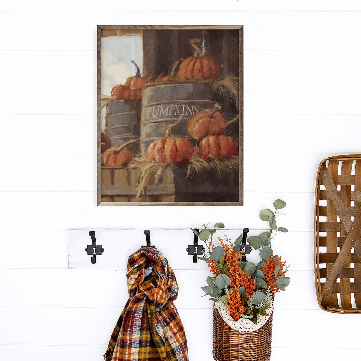 Kendrick Home - Vintage Pumpkins 3 Cans By Nina Blue: 8 x 10 x 1.5