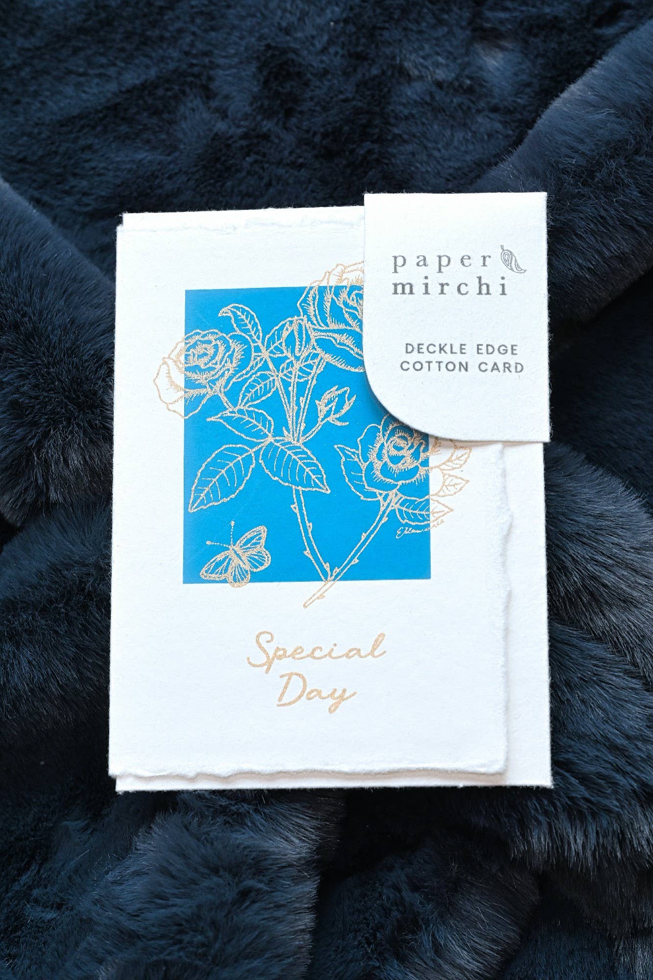 Paper Mirchi - Deckle Edge Cotton Card - GC Rose Azure