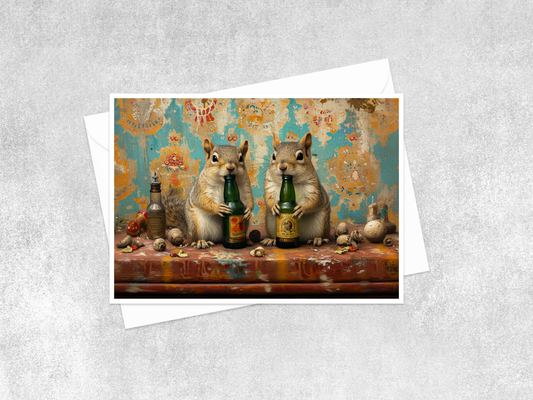 Salty Alyce - Squirrels   Drinking Party  Blank Card 61AS