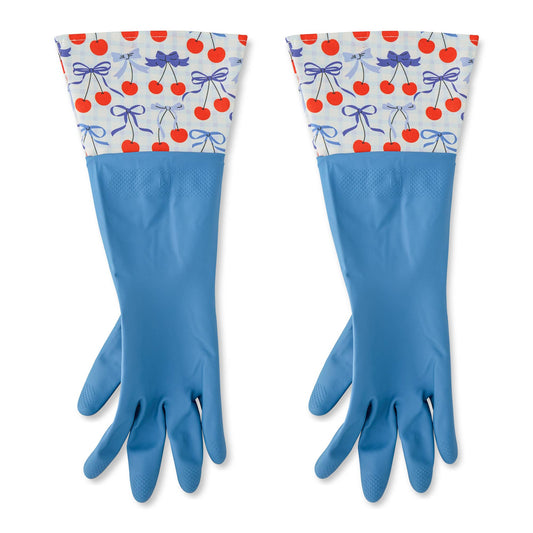 Core Home - 1 Pair Fashion Latex Dish Gloves - Blue/Cherries
